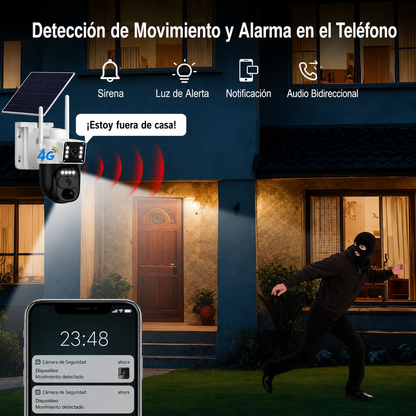 Cámara de Seguridad Solar 4G 360° con Vigilancia sin WiFi