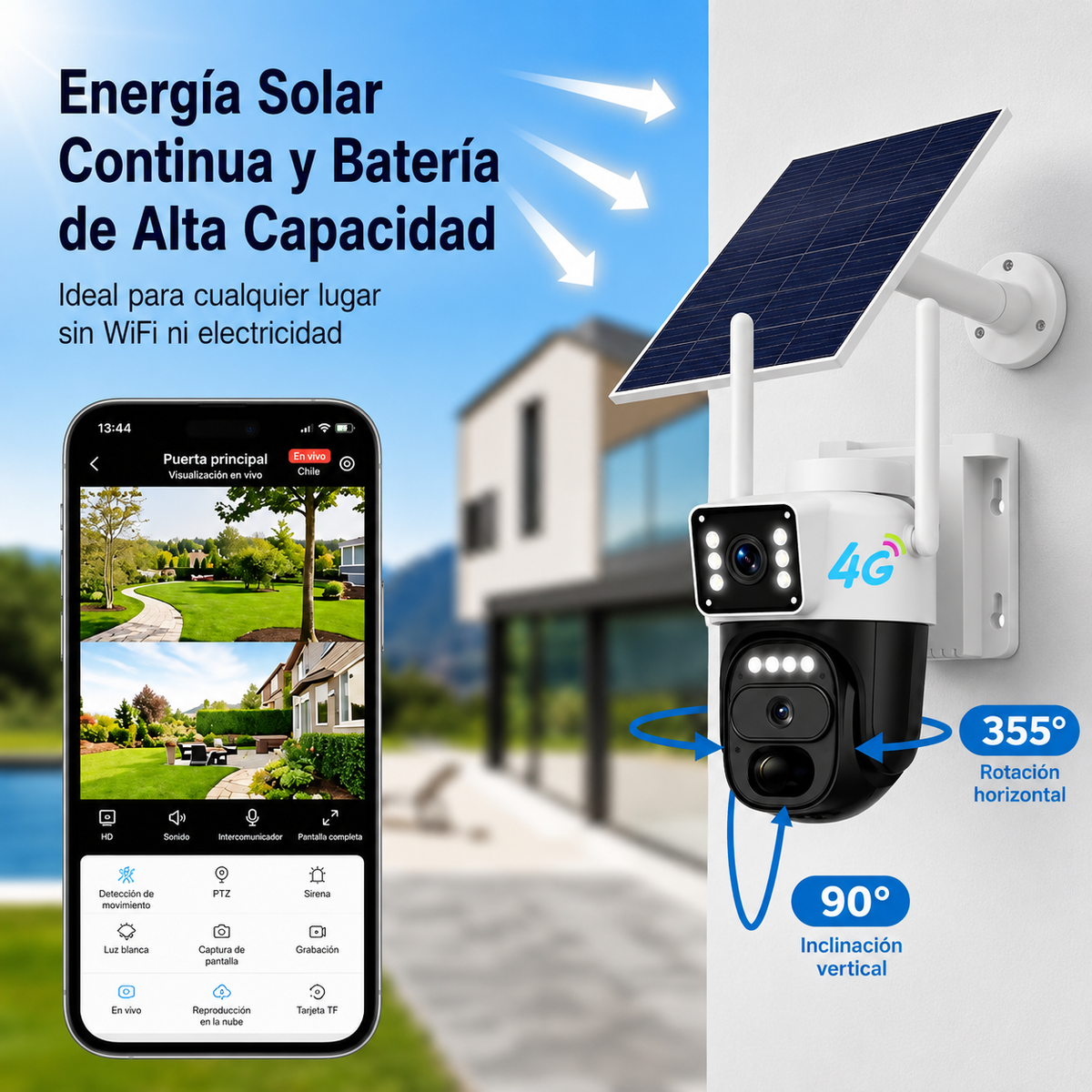 Cámara de Seguridad Solar 4G 360° con Vigilancia sin WiFi